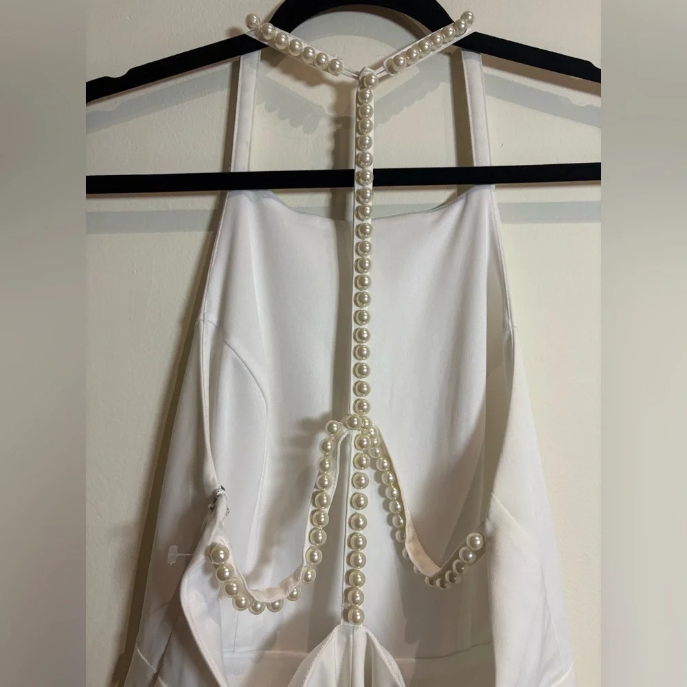 Lulus NWOT Faux Pearl Adore You White Skater Dress Size Small - Picture 8 of 10